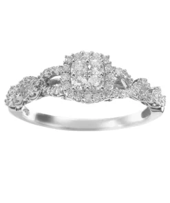 Simply Vera Vera Wang Diamond Twist Frame Engagement Ring in 14k White Gold (1/3 ct. T.W.)