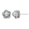 Simply Vera Vera Wang Dyed Freshwater Cultured Pearl & Diamond Accent Sterling Silver Flower Stud Earrings