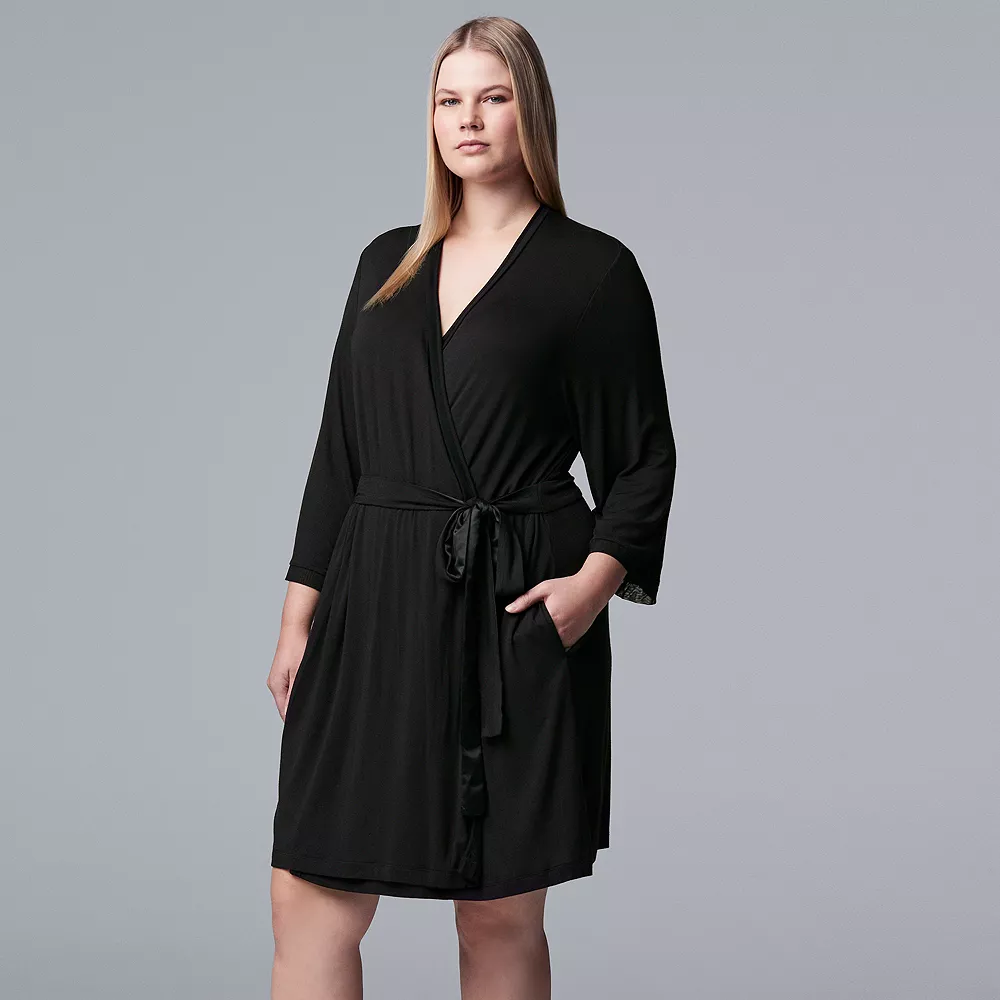 Plus Size Simply Vera Vera Wang Basic Luxury Wrap Robe - Image 2