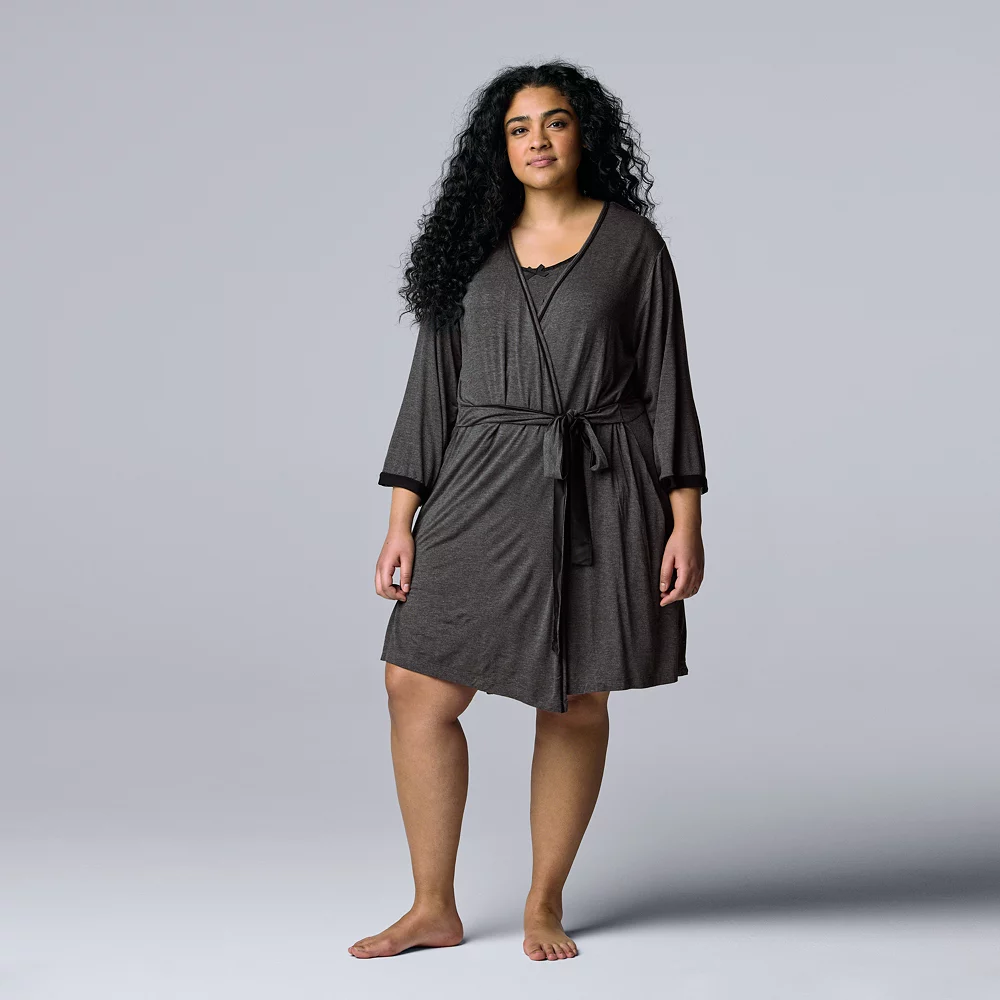 Plus Size Simply Vera Vera Wang Basic Luxury Wrap Robe