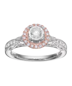 Simply Vera Vera Wang Two Tone 14k Gold 1/2 Carat T.W. Diamond Halo Engagement Ring