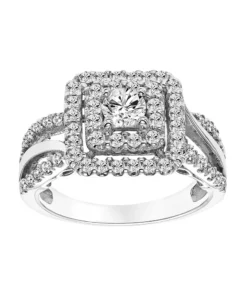 Simply Vera Vera Wang 14k White Gold 1 Carat T.W. Certified Diamond Square Halo Engagement Ring