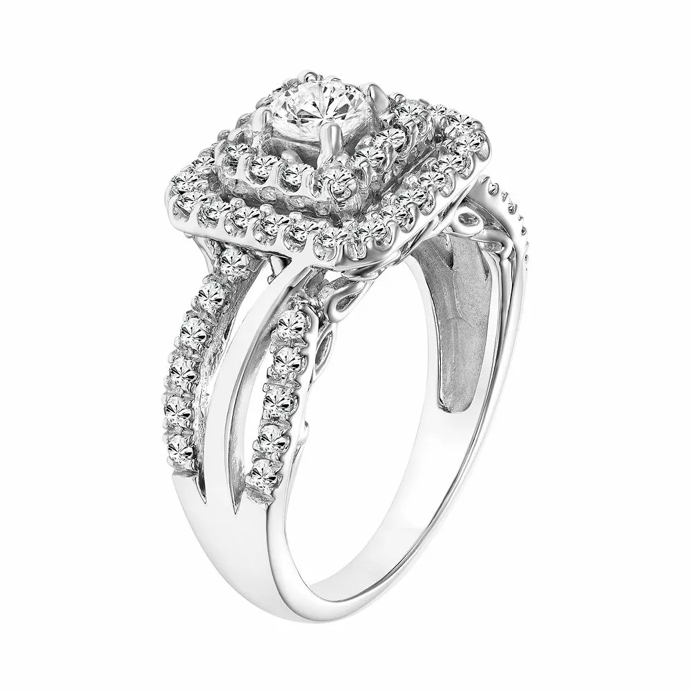 Simply Vera Vera Wang 14k White Gold 1 Carat T.W. Certified Diamond Square Halo Engagement Ring - Image 2