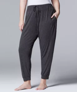 Plus Size Simply Vera Vera Wang Basic Luxury Banded Bottom Pajama Pants