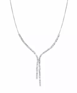 Simply Vera Vera Wang Sterling Silver Lab-Created White Sapphire Baguette Necklace