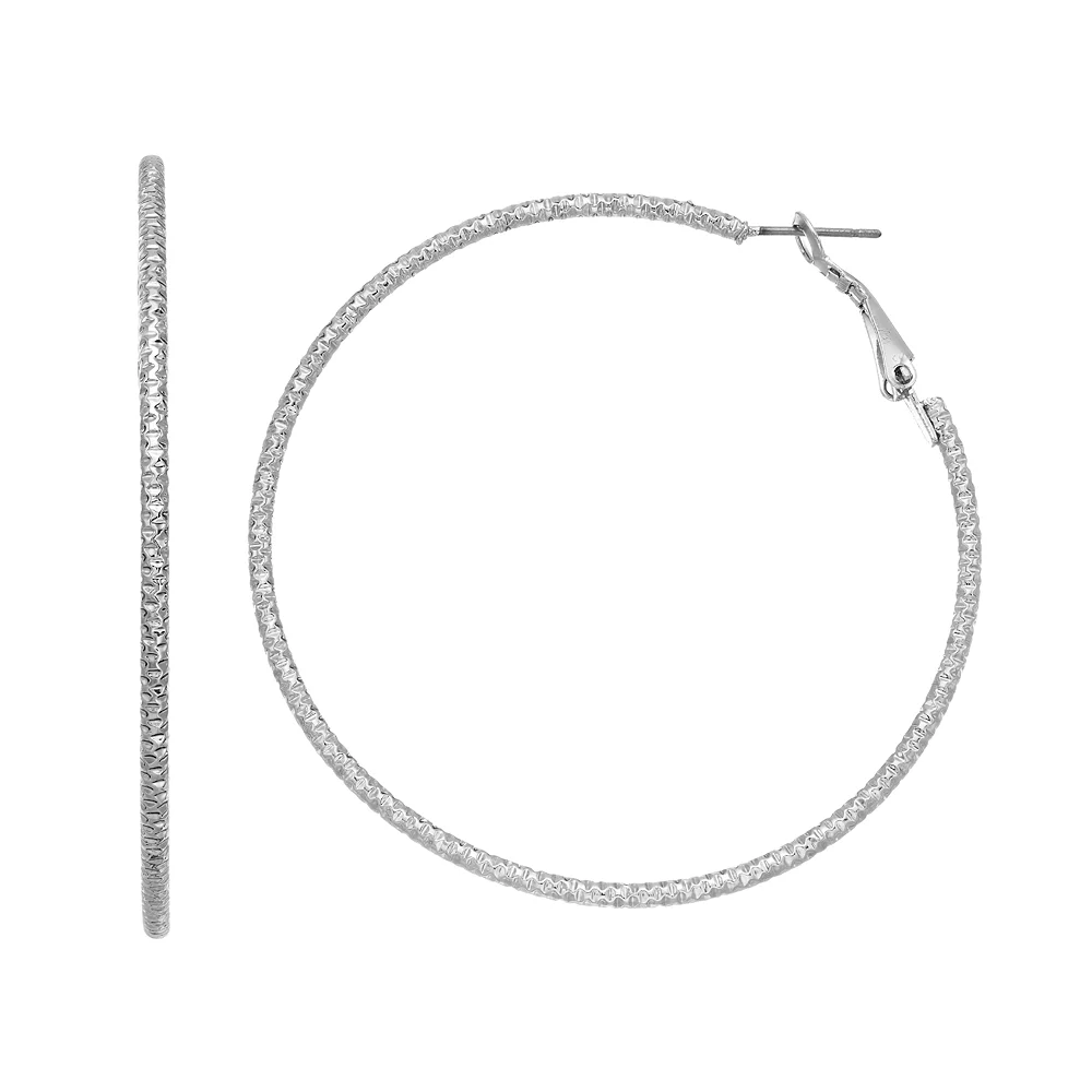 Simply Vera Vera Wang Textured Nickel Free Hoop Earrings