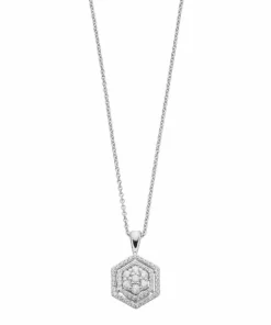 Simply Vera Vera Wang 10th Anniversary Sterling Silver 1/3 Carat T.W. Diamond Flower Hexagon Pendant