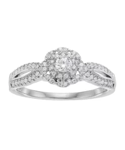 Simply Vera Vera Wang 14k White Gold 3/8 Carat T.W. Diamond Halo Engagement Ring
