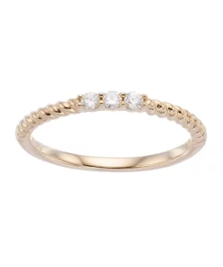 Simply Vera Vera Wang 14k Gold 1/10 Carat T.W. Diamond 3-Stone Twist Anniversary Ring