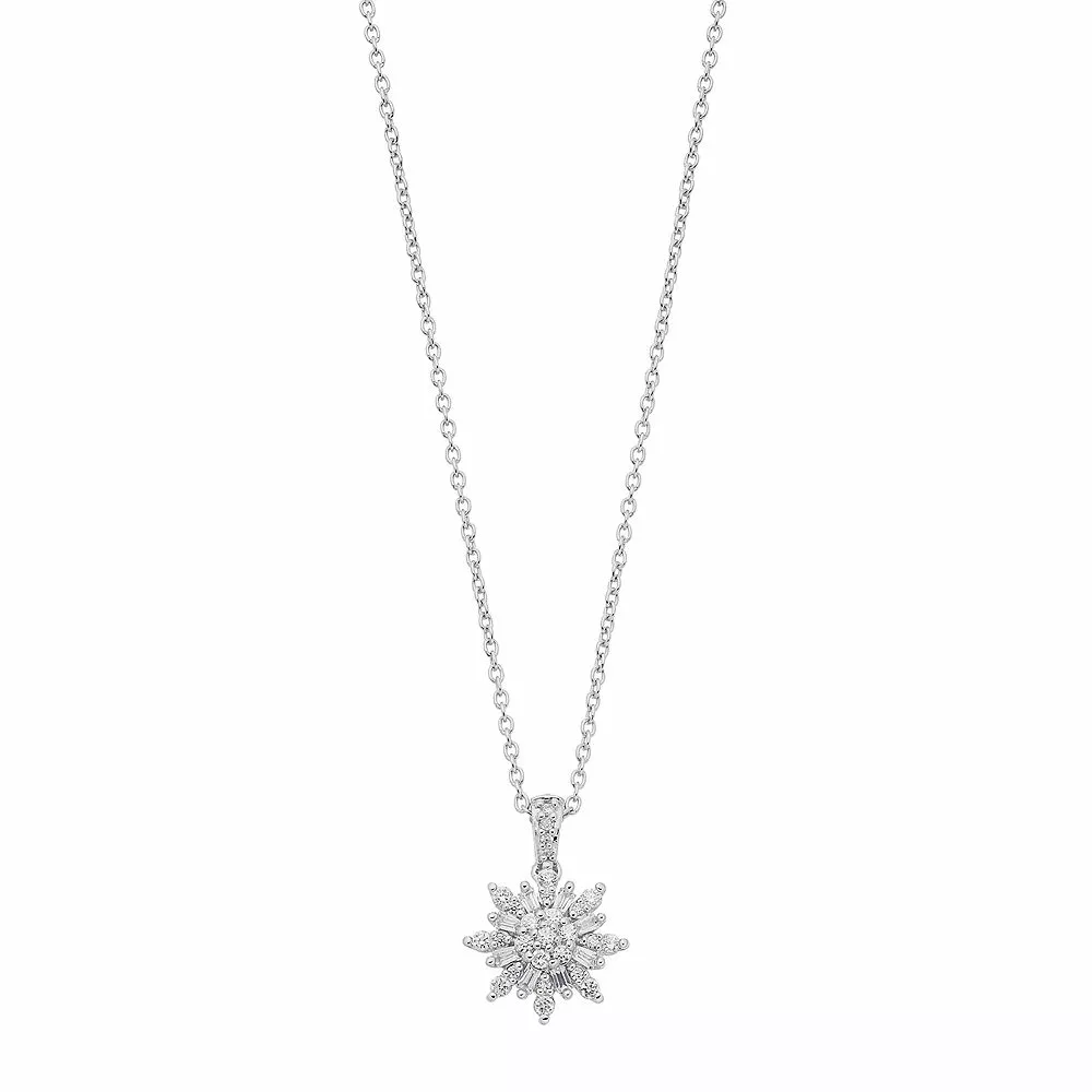 Simply Vera Vera Wang Sterling Silver 1/3 Carat T.W. Diamond Snowflake Pendant