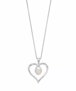 Simply Vera Vera Wang Sterling Silver Freshwater Cultured Pearl & 1/10 Carat T.W. Diamond Heart Pendant