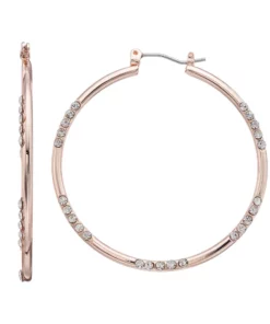 Simply Vera Vera Wang Rose Gold Tone Simulated Crystal Hoop Earrings