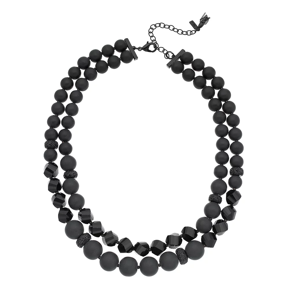 Simply Vera Vera Wang Black Tone Bead Detail Multi Strand Necklace