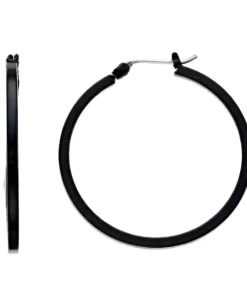 Simply Vera Vera Wang Black Tone Thick Hoop Earrings