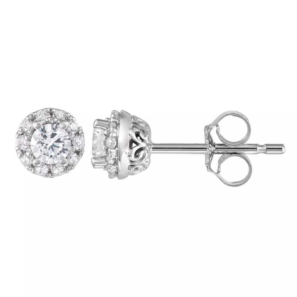 Simply Vera Vera Wang 14k White Gold Halo Stud Earrings