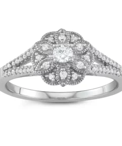 Simply Vera Vera Wang 14k White Gold 1/3 Carat T.W. Diamond Flower Engagement Ring