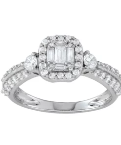 Simply Vera Vera Wang 14k White Gold 3/4 Carat T.W. Diamond Cushion Halo Engagement Ring