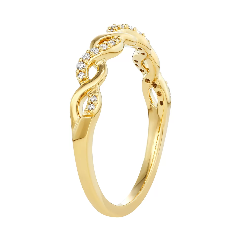 Simply Vera Vera Wang 14k Gold 1/10 Carat T.W. Diamond Twist Ring - Image 4