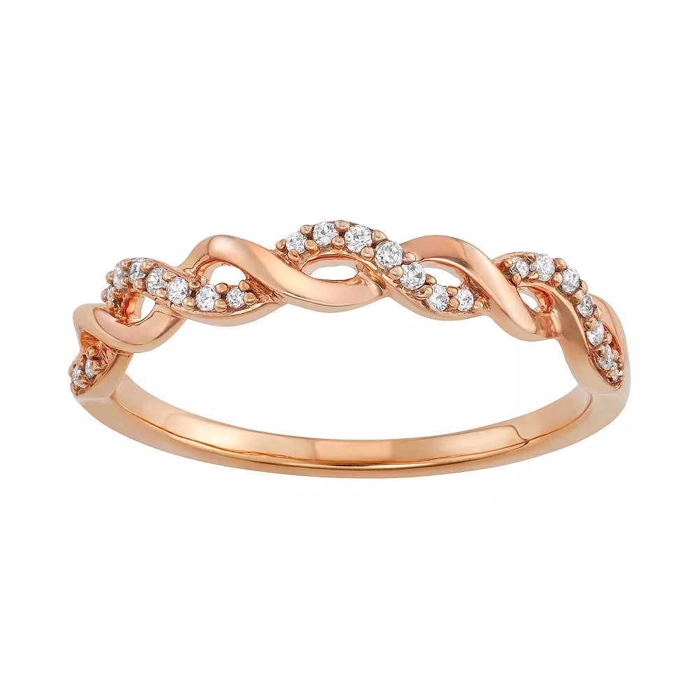 Simply Vera Vera Wang 14k Gold 1/10 Carat T.W. Diamond Twist Ring - Image 3