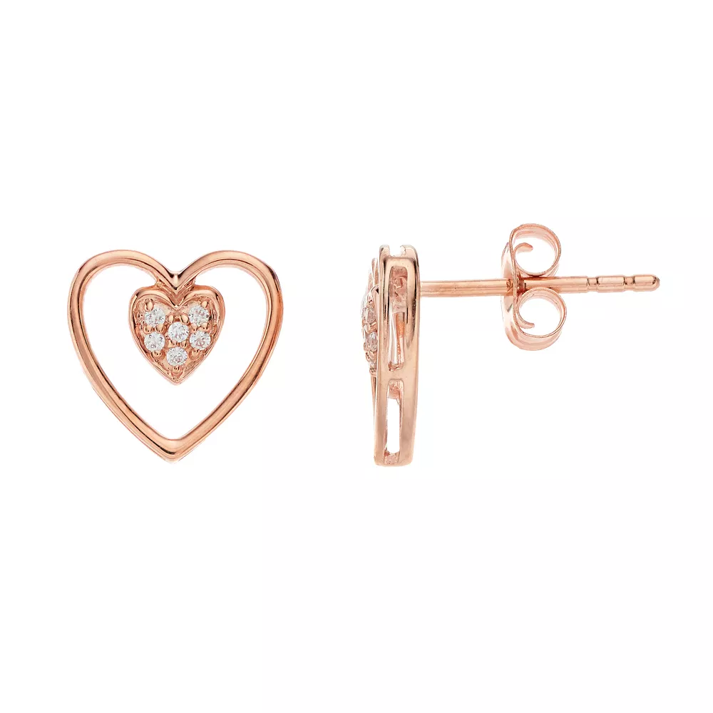 Simply Vera Vera Wang 1/10 Carat T.W. Diamond Double-Heart Earrings