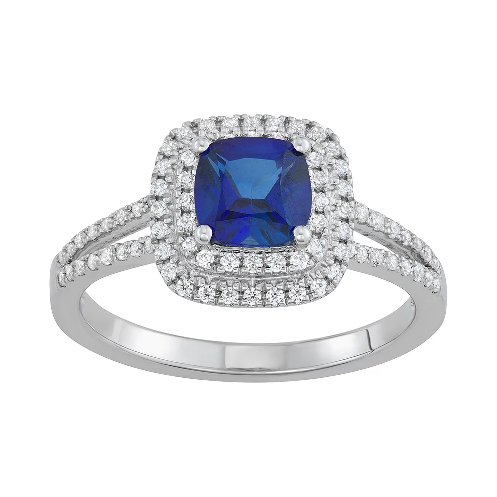 Simply Vera Vera Wang 14k White Gold Sapphire & 1/3 Carat T.W. Diamond Ring