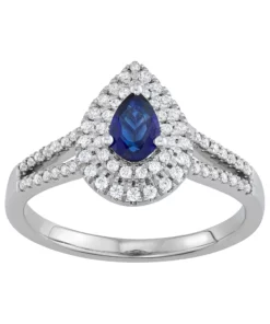 Simply Vera Vera Wang 14k White Gold Sapphire & 1/4 Carat T.W. Diamond Teardrop Ring
