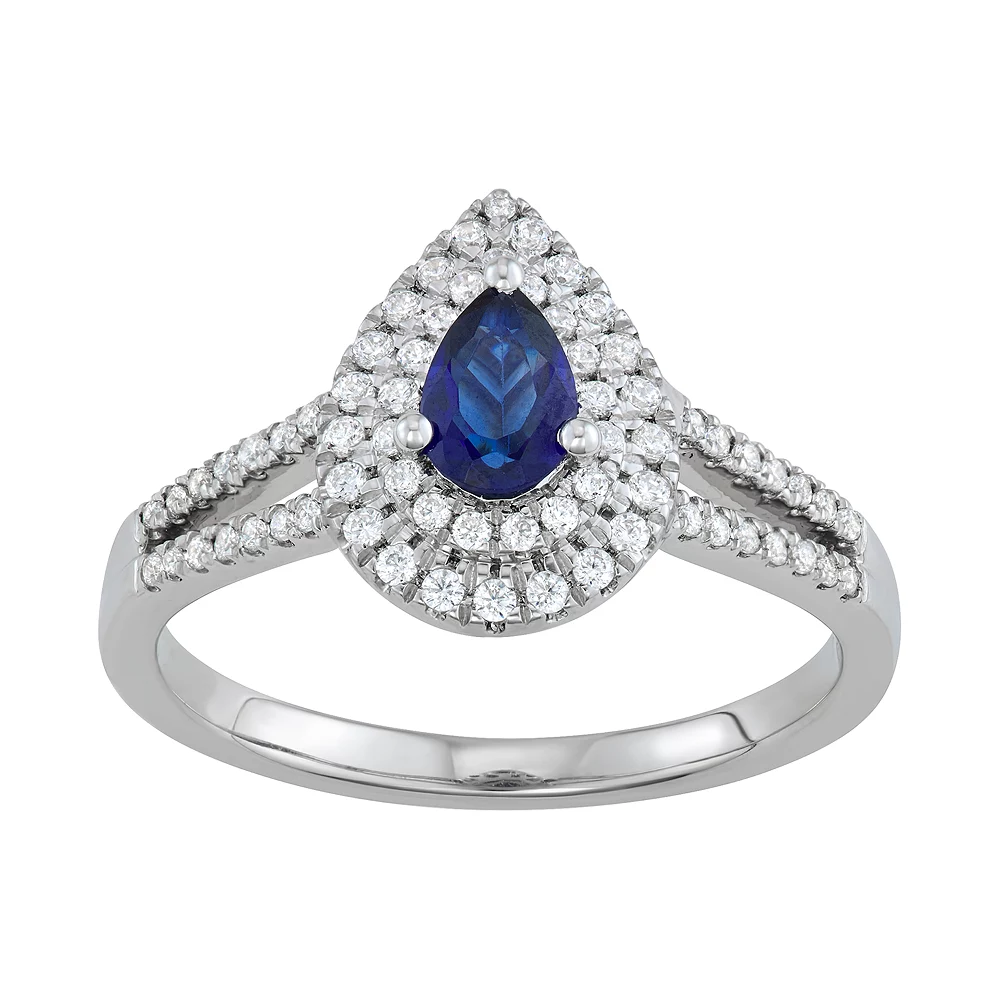 Simply Vera Vera Wang 14k White Gold Sapphire & 1/4 Carat T.W. Diamond Teardrop Ring