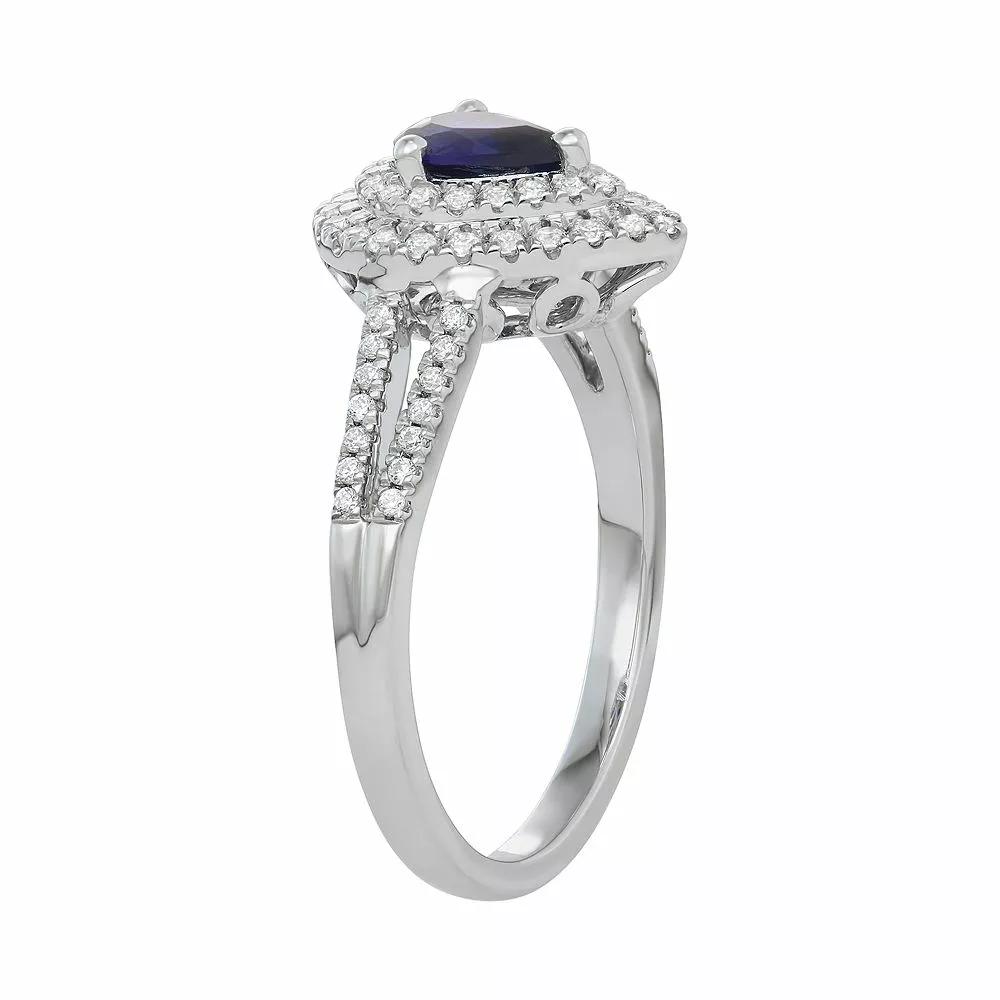 Simply Vera Vera Wang 14k White Gold Sapphire & 1/4 Carat T.W. Diamond Teardrop Ring - Image 2