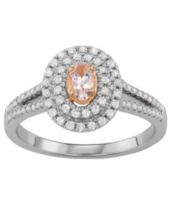Simply Vera Vera Wang Two Tone 14k Gold Morganite & 1/3 Carat T.W. Diamond Halo Ring