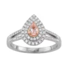 Simply Vera Vera Wang Two Tone 14k Gold Morganite & 1/3 Carat T.W. Diamond Teardrop Halo Ring