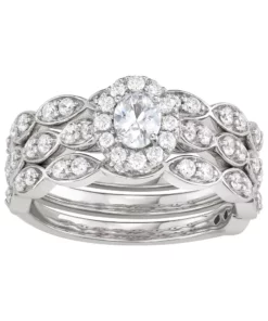 Simply Vera Vera Wang 14k White Gold 1 Carat T.W. Diamond Scalloped Engagement Ring Set