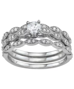 Simply Vera Vera Wang 14k White Gold 1/2 Carat T.W. Diamond Engagement Ring Set