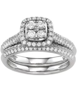 Simply Vera Vera Wang 14k White Gold 3/4 Carat T.W. Diamond Cushion Halo Engagement Ring Set