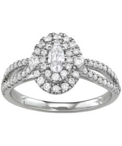 Simply Vera Vera Wang 14KT White Gold 3/4 Carat T.W. Oval Center Diamond Engagement Ring