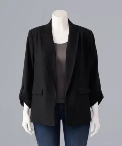Plus Size Simply Vera Vera Wang Ruched Sleeve Blazer