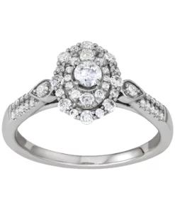 Simply Vera Vera Wang 14k White Gold 1/2 Carat T.W. Diamond Double Halo Engagement Ring