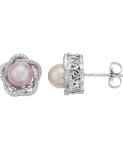 Simply Vera Vera Wang Sterling Silver Diamond Accent Freshwater Cultured Pearl Knot Earrings