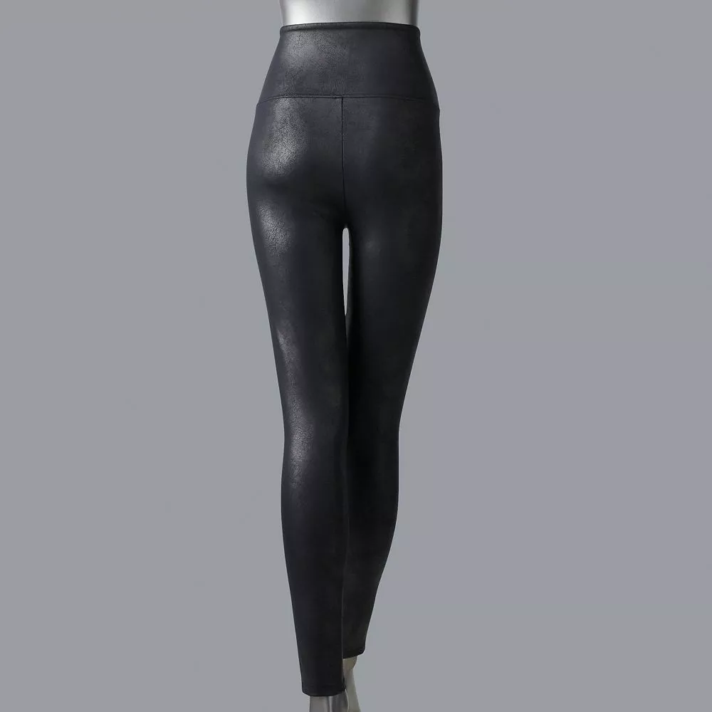 Women's Simply Vera Vera Wang High Rise Faux Leather Shaping Leggings - Image 9