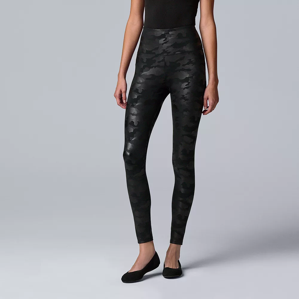 Women's Simply Vera Vera Wang High Rise Faux Leather Shaping Leggings - Image 3