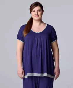 Plus Size Simply Vera Vera Wang Basic Luxury Short Sleeve Pajama Top