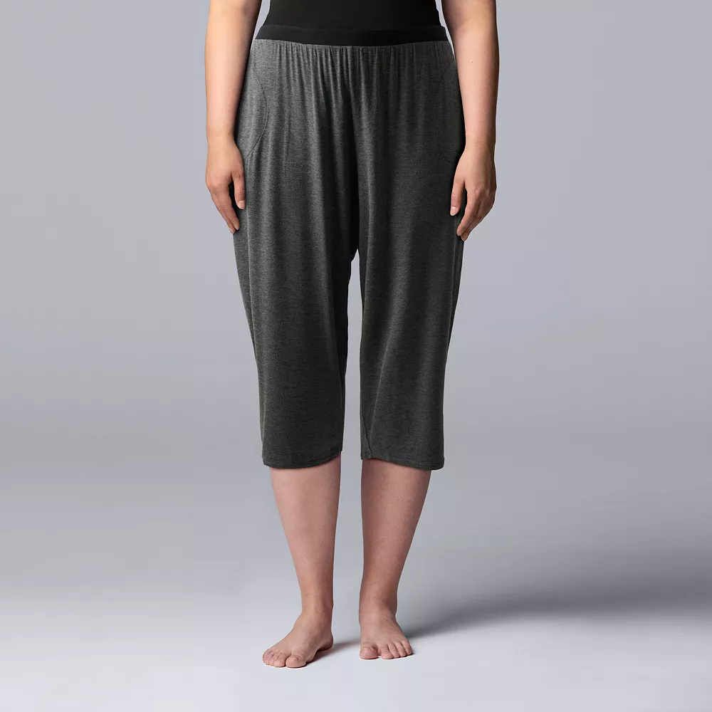 Plus Size Simply Vera Vera Wang Basic Luxury Pajama Capri Pants - Image 3