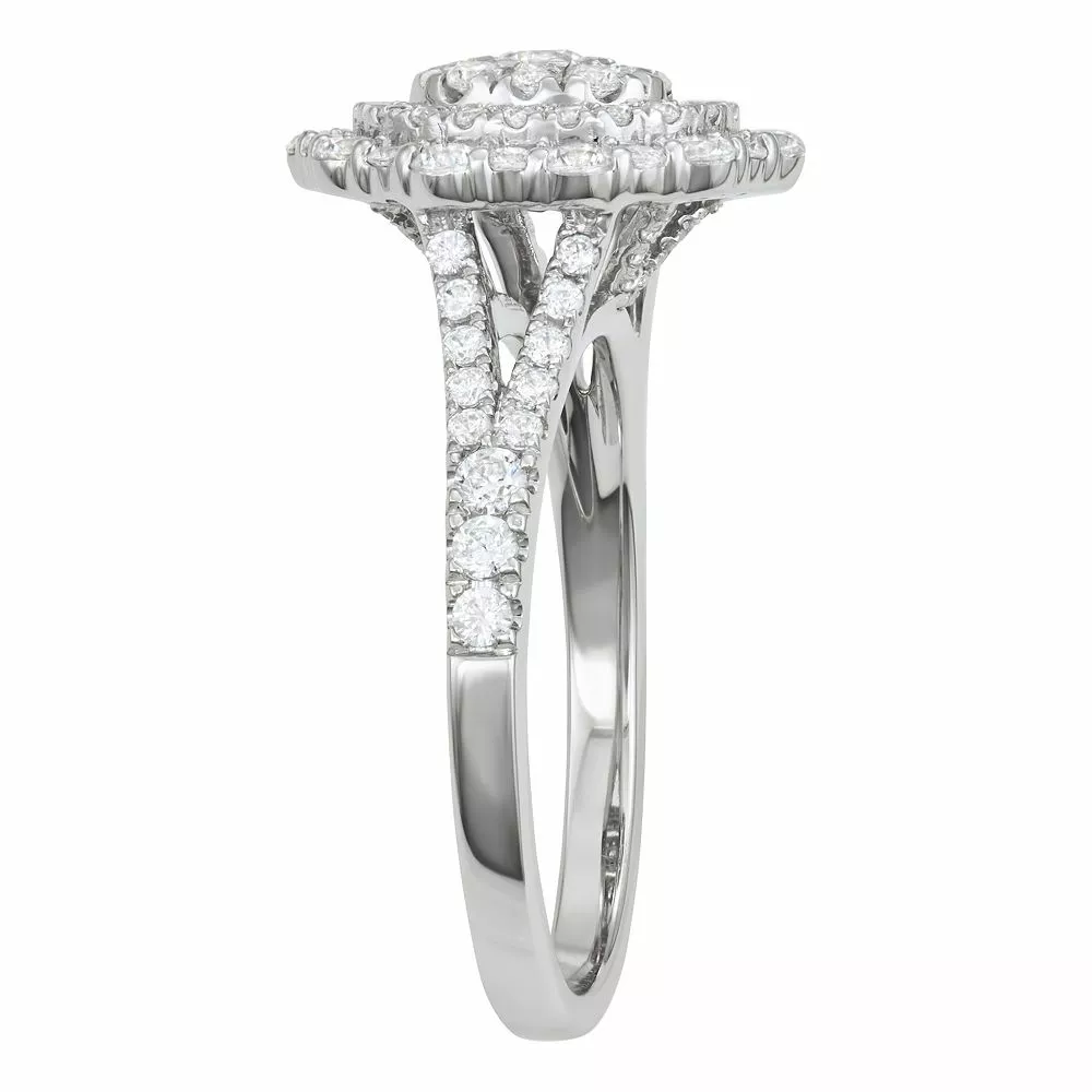 Simply Vera Vera Wang 14k White Gold 1 Carat T.W. Diamond Tiered Oval Engagement Ring - Image 2