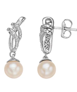 Simply Vera Vera Wang Sterling Silver 1/10 Carat T.W. Diamond & Freshwater Cultured Pearl Drop Earrings