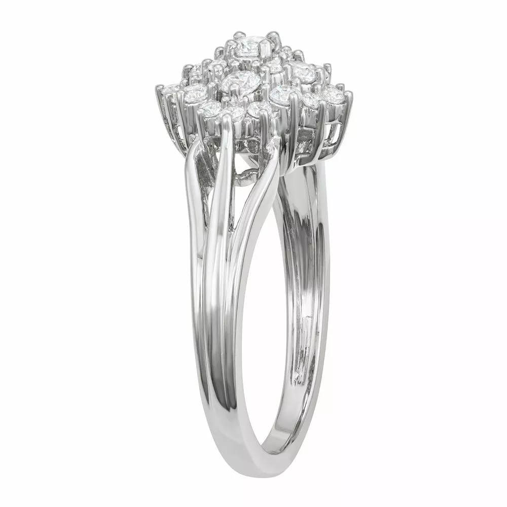 Simply Vera Vera Wang Sterling Silver 1/2 Carat T.W. Diamond Cluster Ring - Image 2