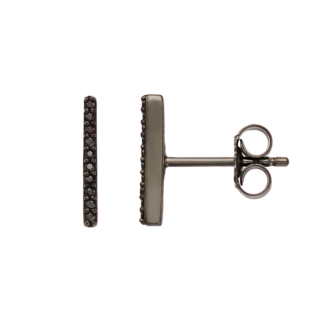 Simply Vera Vera Wang Sterling Silver 1/10 Carat T.W. Diamond Black Diamond Stick Stud Earrings