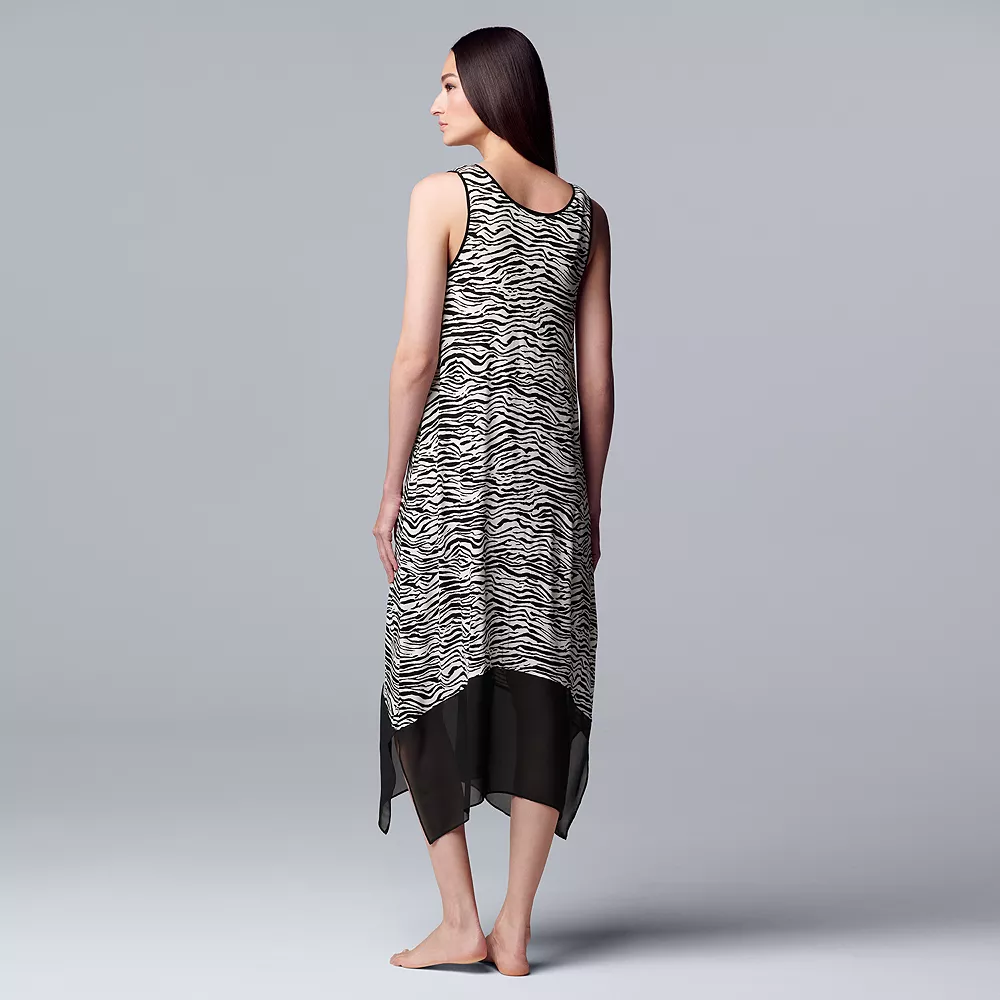 Women's Simply Vera Vera Wang Maxi Chemise with Chiffon Trim - Image 4