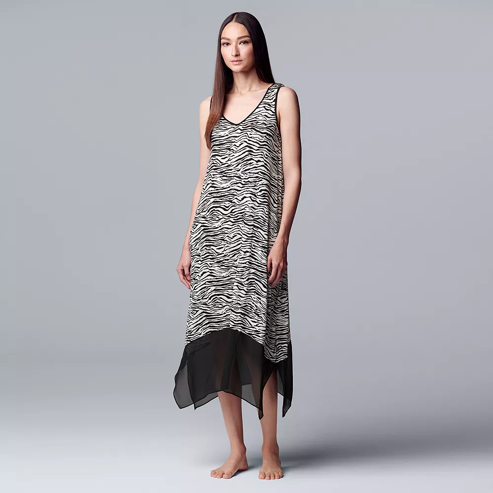 Women's Simply Vera Vera Wang Maxi Chemise with Chiffon Trim