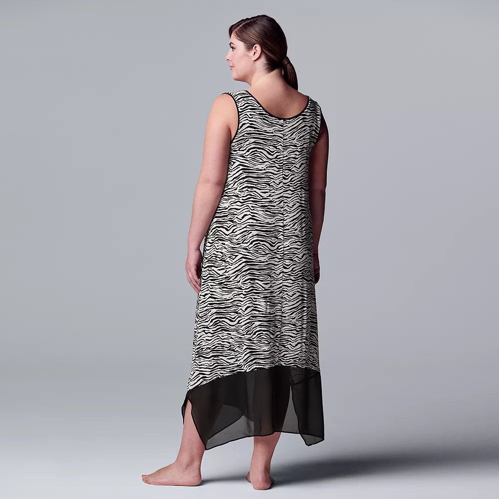 Plus Size Simply Vera Vera Wang Maxi Chemise with Chiffon Trim - Image 4