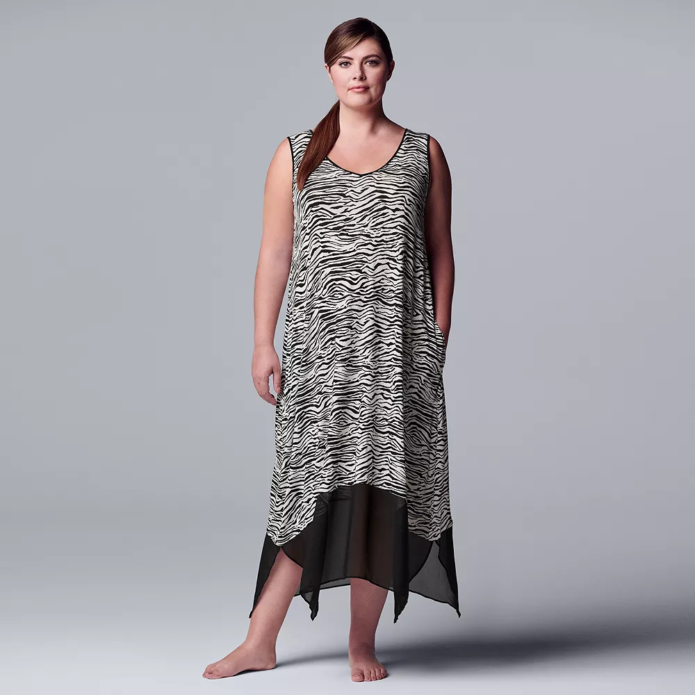 Plus Size Simply Vera Vera Wang Maxi Chemise with Chiffon Trim - Image 3