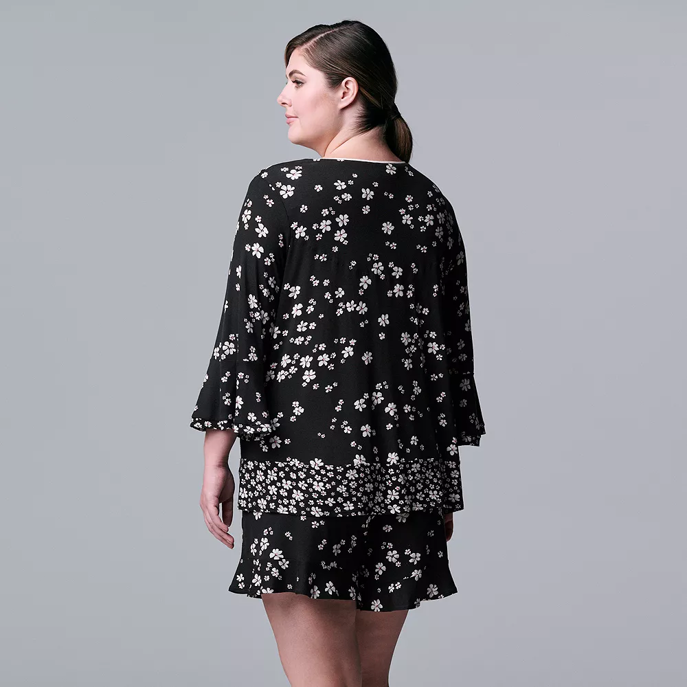 Plus Size Simply Vera Vera Wang 3/4 Sleeve Pajama Top & Pajama Boxer Shorts Set - Image 3